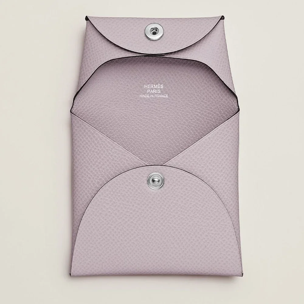 Hermes Bastia Change Purse In Epsom Calfskin Leather Mauve Pale